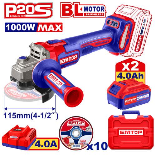 صاروخ 4.5" شحن 20v
1000W
مع 2 بطاريه 4A و شاحن
Brushless Motor