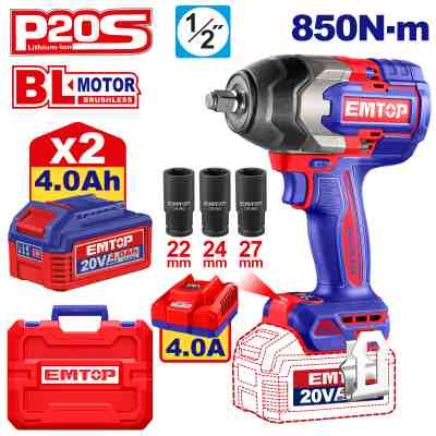 درل بكسات 20V 850N شحن
2 بطاريه 4A ("1/2)
Brushless Motor