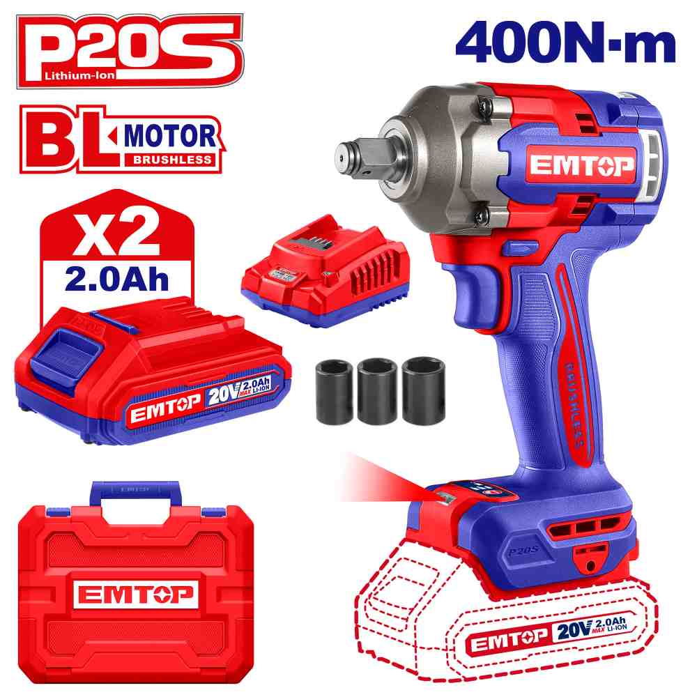 درل بكسات 20V 400N شحن
2 بطاريه و شاحن ("1/2)
Brushless Motor