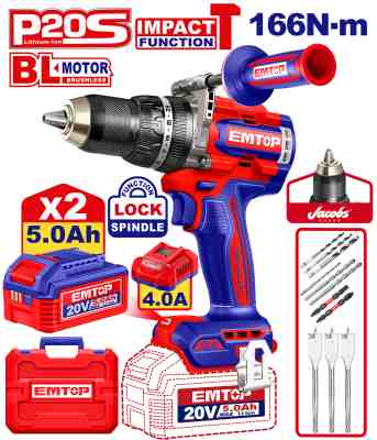 درل شحن 13 ملم شاكوش مع يد 20 V
166N مع 2 بطاريه 5AH وشاحن
Brushless Motor