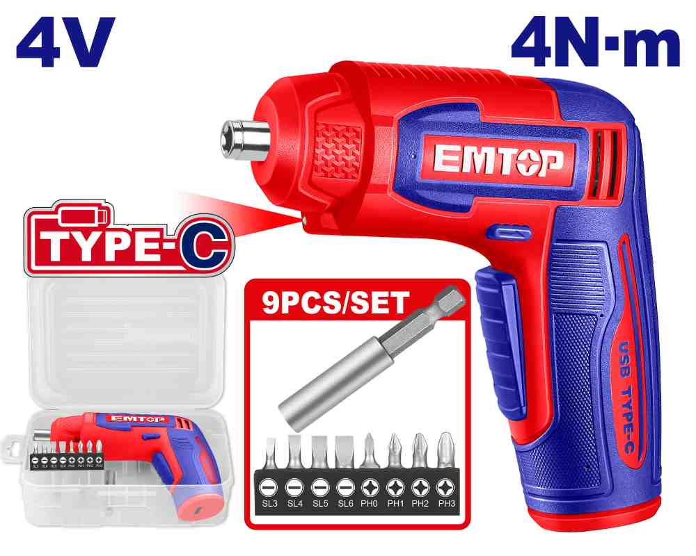 مفك شحن 9 قطعه 4 V
Type-C