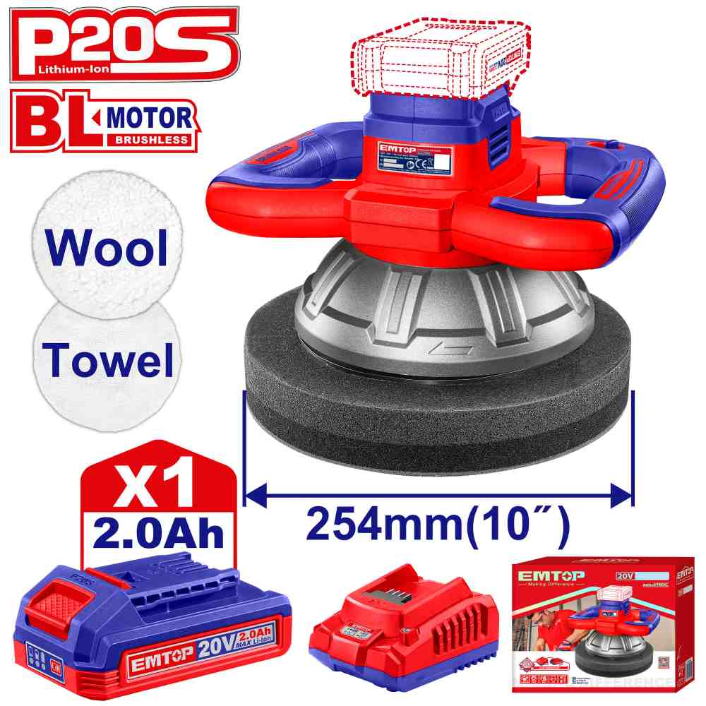 ماكنه بوليش دائري 10" شحن 20V
مع 1 بطاريه و شاحن
Brushless Motor