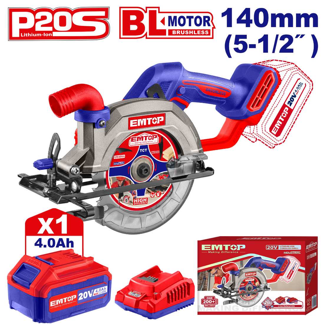 منشار صينه شحن 20V 140MM
مع 1 بطاريه 4A و شاحن
Brushless Motor