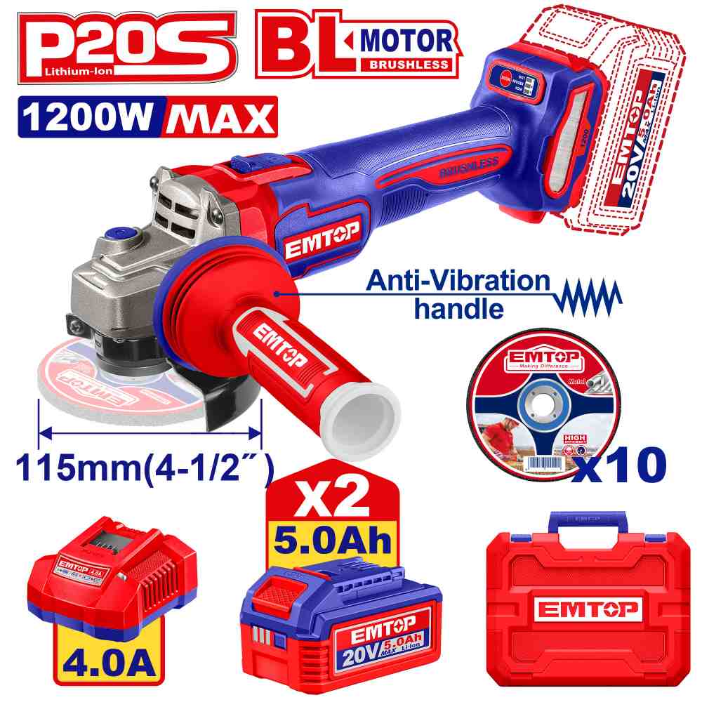 صاروخ 4.5" شحن 20v
1200W جديد
مع 2 بطاريه 5A و شاحن
Brushless Motor