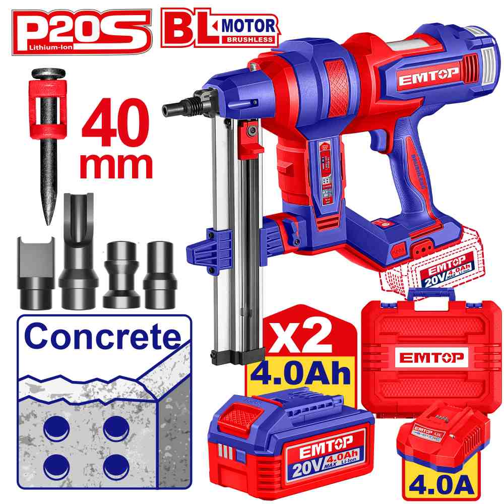 فرد مسامير باطون شحن 20V
(40 mm ) مع 2 بطاريه 4AH