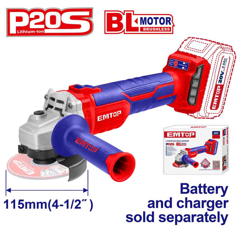 صاروخ 4.5" شحن 20v
بدون بطاريه
Brushless Motor