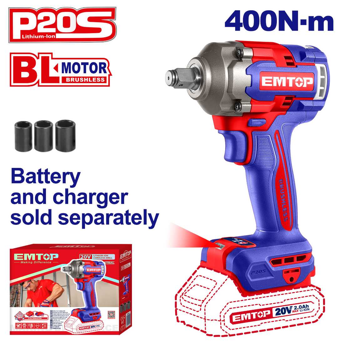 درل بكسات 20V 400N شحن
بدون بطاريه
Brushless Motor