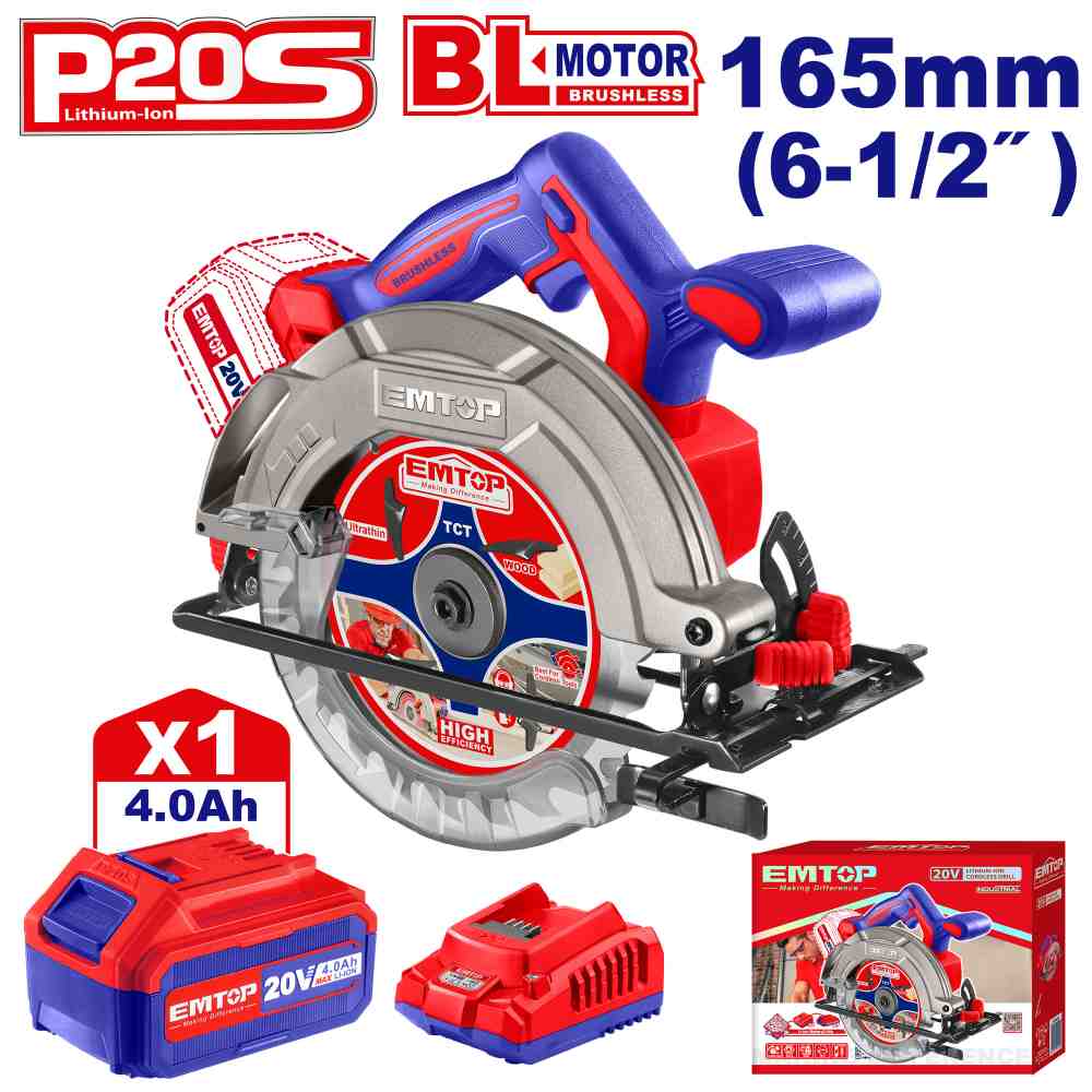 منشار صينه شحن 20V 165MM
مع 1 بطاريه 4A و شاحن
Brushless Motor