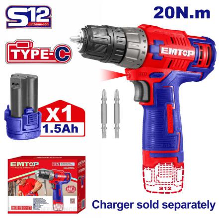 درل شحن مع 1 بطاريه
10 ملم في بكيت 12 V
Type-C