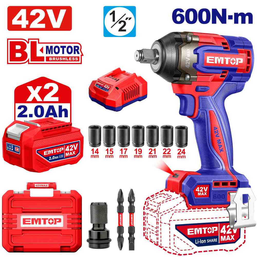 درل بكسات شحن 42V 600N
2 بطاريه 2AH ("1/2)
Brushless Motor