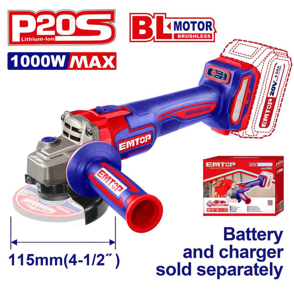 صاروخ 4.5" شحن 20v
1000W
بدون بطاريه
Brushless Motor