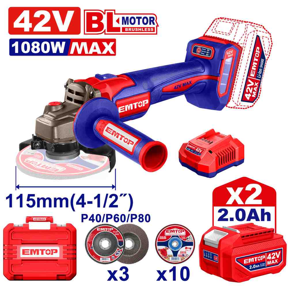 صاروخ شحن 4.5" 42V
مع 2 بطاريه 2AH
1080W
Brushless Motor